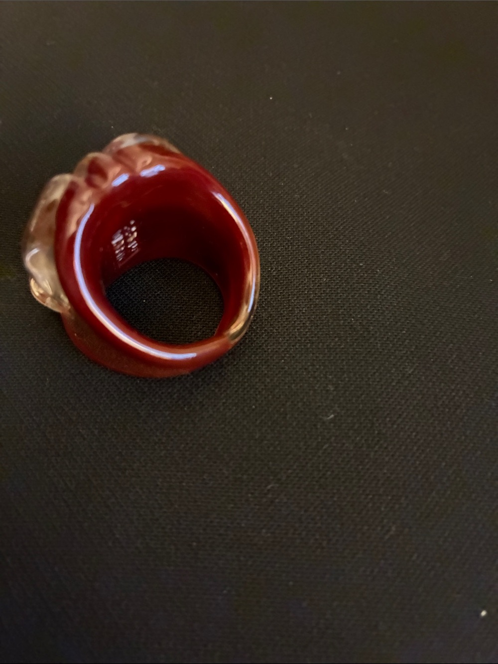 Murano Glass Red and Gold Swirl Statement Ring - Picture 3 of 3